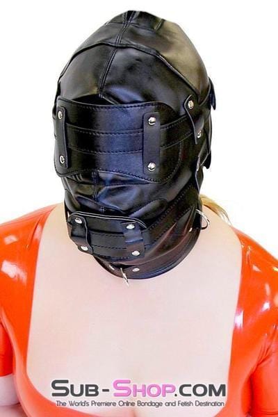 0194SM      Total Lockdown Full Locking Hood with Removable Blindfold & Penis Gag Hoods   , Sub-Shop.com Bondage and Fetish Superstore