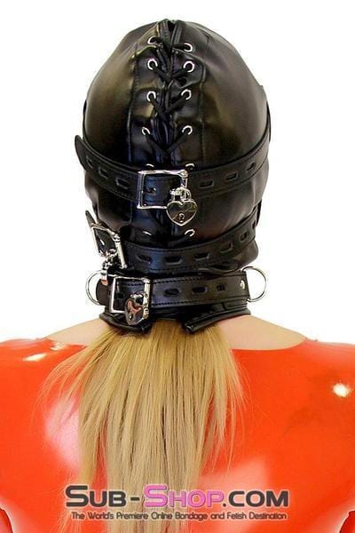 0194SM      Total Lockdown Full Locking Hood with Removable Blindfold & Penis Gag Hoods   , Sub-Shop.com Bondage and Fetish Superstore