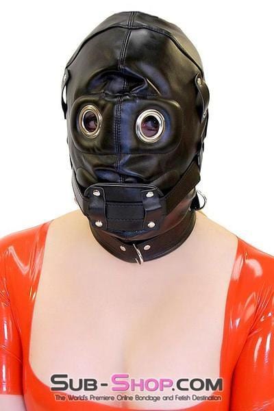 0194SM      Total Lockdown Full Locking Hood with Removable Blindfold & Penis Gag Hoods   , Sub-Shop.com Bondage and Fetish Superstore