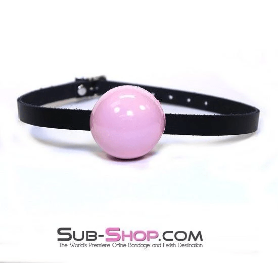 0195A-SIS      Classic Ball Gag BDSM Roleplay Strap, Sissy Slave Princess Pink Ball Sissy   , Sub-Shop.com Bondage and Fetish Superstore