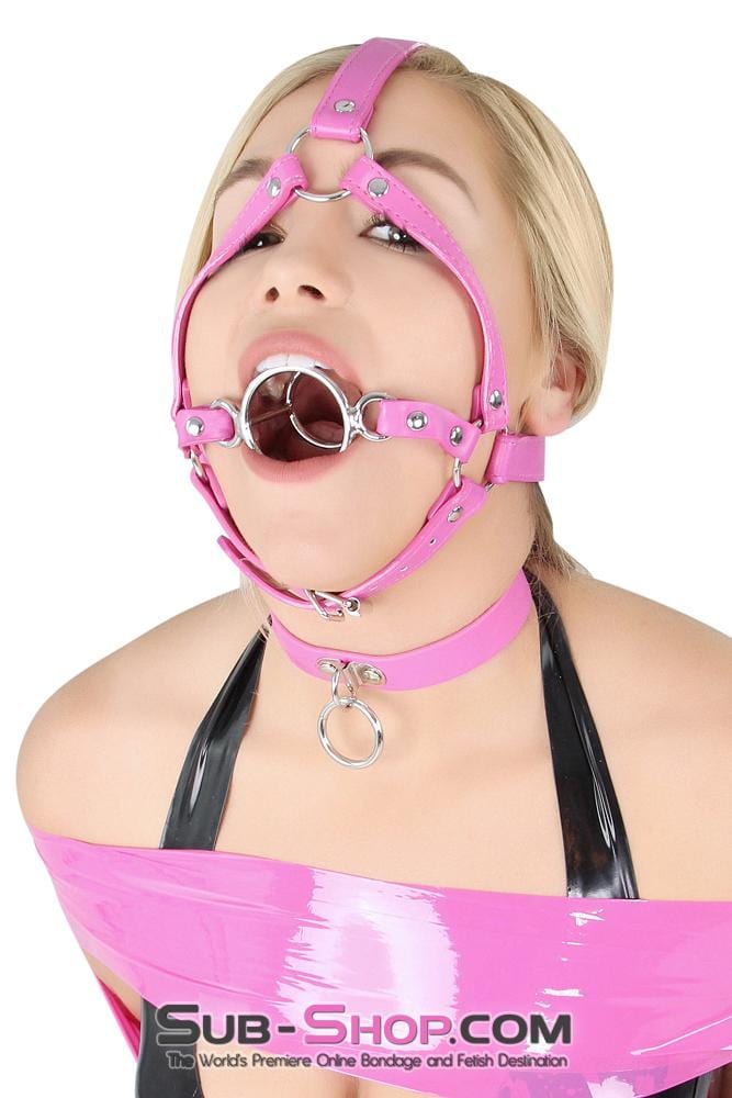 0210DL      Hot Pink Tongue Depressor Double Ring Gag Trainer Gags   , Sub-Shop.com Bondage and Fetish Superstore