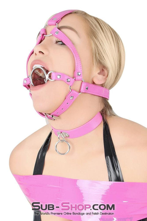 0210DL      Hot Pink Tongue Depressor Double Ring Gag Trainer Gags   , Sub-Shop.com Bondage and Fetish Superstore