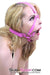 0210DL-SIS      Sissy Slut Hot Pink Tongue Depressor Double Ring Gag Trainer Sissy   , Sub-Shop.com Bondage and Fetish Superstore