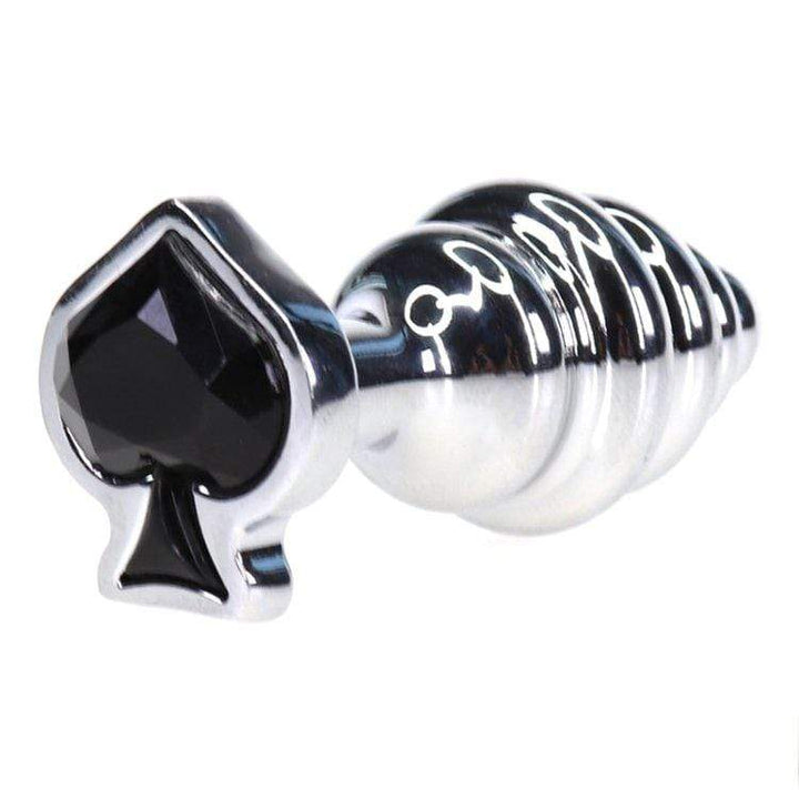 2110M      Spade Jeweled Rippled Chrome Butt Plug - LAST CHANCE - Final Closeout! MEGA Deal   , Sub-Shop.com Bondage and Fetish Superstore
