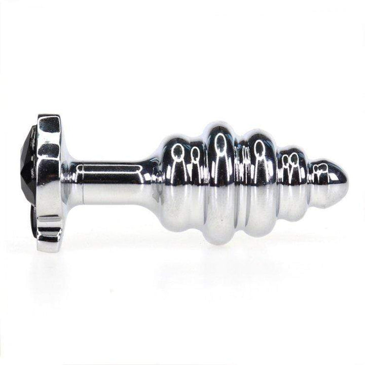 2110M      Spade Jeweled Rippled Chrome Butt Plug - LAST CHANCE - Final Closeout! MEGA Deal   , Sub-Shop.com Bondage and Fetish Superstore