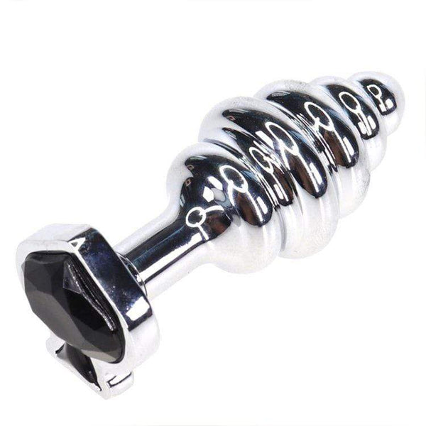2110M      Spade Jeweled Rippled Chrome Butt Plug - LAST CHANCE - Final Closeout! MEGA Deal   , Sub-Shop.com Bondage and Fetish Superstore