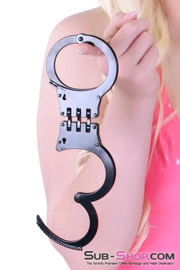 0211AE      Blackline Heavy Duty Hinged Professional Handcuffs Handcuffs   , Sub-Shop.com Bondage and Fetish Superstore