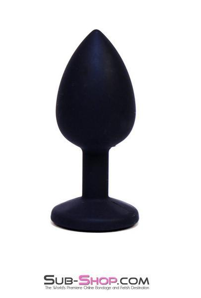 0220M      Black Silicone Mini Anal Plug with Pink Crystal Base - MEGA Deal MEGA Deal   , Sub-Shop.com Bondage and Fetish Superstore