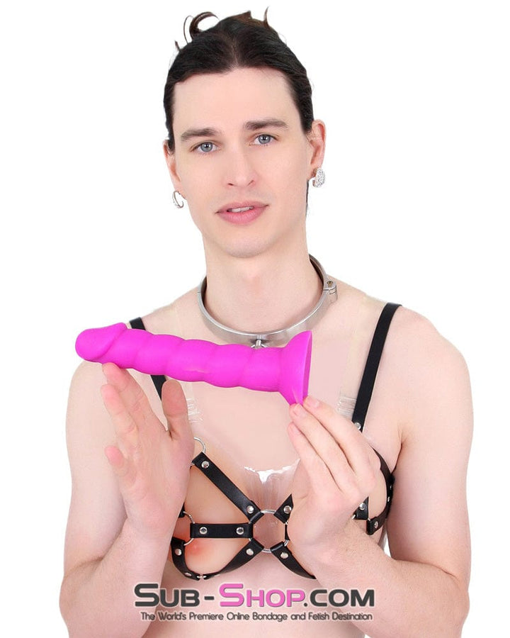 2218M-SIS      Pretty Sissy Purple Twist Silicone Ripple Dildo with Suction Cup Base Sissy   , Sub-Shop.com Bondage and Fetish Superstore