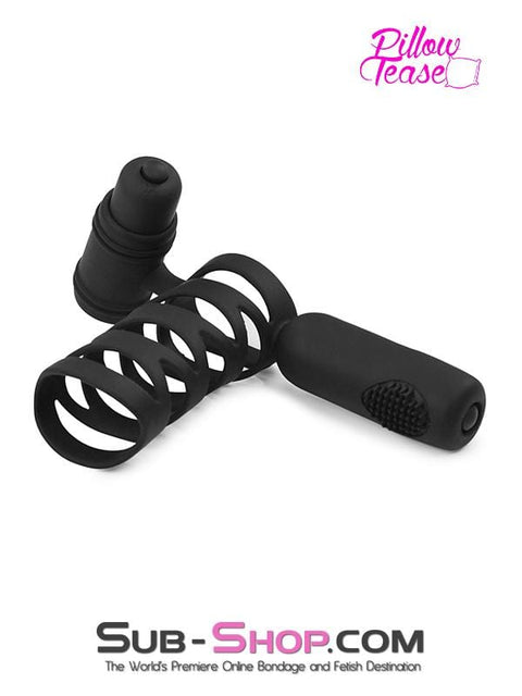 2228M      Double Bullet Tapper with Silicone Spiral Cock Cage - MEGA Deal! Black Friday Blowout   , Sub-Shop.com Bondage and Fetish Superstore