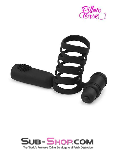 2228M      Double Bullet Tapper with Silicone Spiral Cock Cage Cock Cage   , Sub-Shop.com Bondage and Fetish Superstore