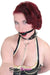 0238DL      Locking Studded 3 Ring Slave Collar with Leash Combo Collar   , Sub-Shop.com Bondage and Fetish Superstore