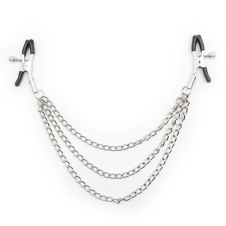 0225M      Triple Silver Chain Nipple Jewelry Clamps Nipple Clamp   , Sub-Shop.com Bondage and Fetish Superstore