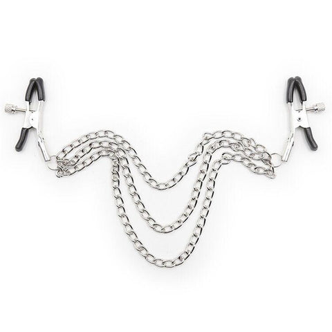 0225M      Triple Silver Chain Nipple Jewelry Clamps Nipple Clamp   , Sub-Shop.com Bondage and Fetish Superstore
