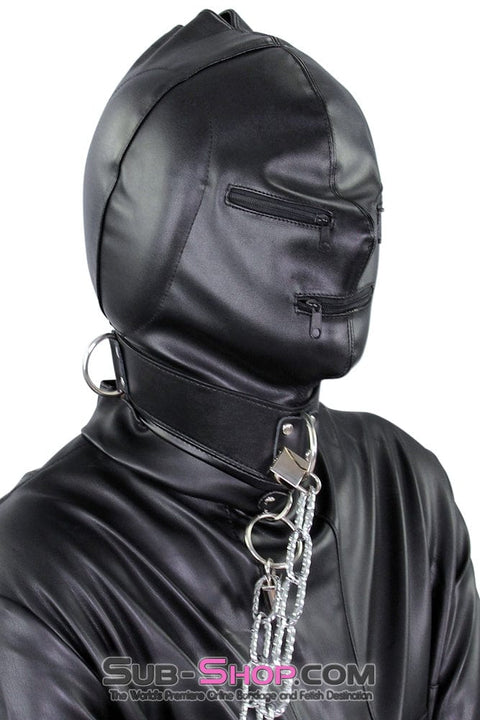 2286ZG      Sensory Deprivation Zippered Eyes and Mouth Hood with Ear Pads Hoods   , Sub-Shop.com Bondage and Fetish Superstore