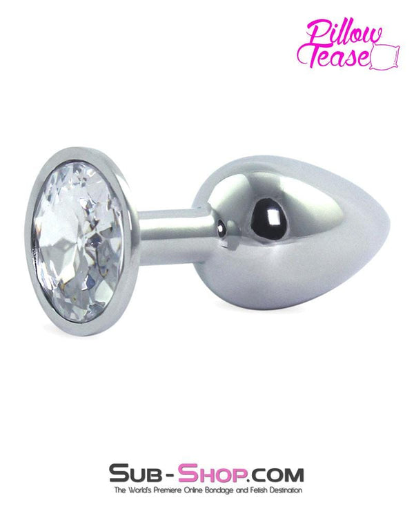 2307HS      Chrome and Crystal Anal Plug, Small Plug, Diamond Crystal Butt Plug   , Sub-Shop.com Bondage and Fetish Superstore