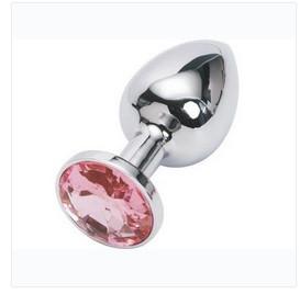 2309HS  Chromed Steel Crystal Anal Plug, Small Plug, Fuchsia Crystal - MEGA Deal Black Friday Blowout   , Sub-Shop.com Bondage and Fetish Superstore