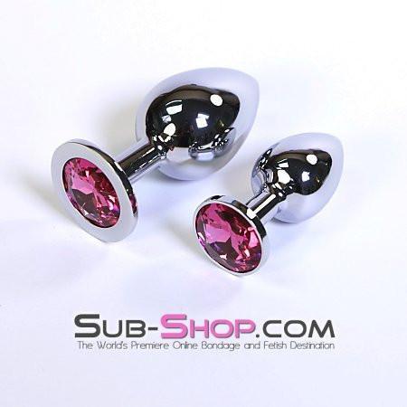 2309HS-SIS      Sissy Boy Chromed Steel Crystal Anal Plug, Small Plug, Fuchsia Crystal Sissy   , Sub-Shop.com Bondage and Fetish Superstore