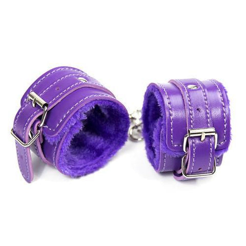2322M      Purple Fur Lined Wrist or Ankle Cuffs - LAST CHANCE - Final Closeout! Black Friday Blowout   , Sub-Shop.com Bondage and Fetish Superstore
