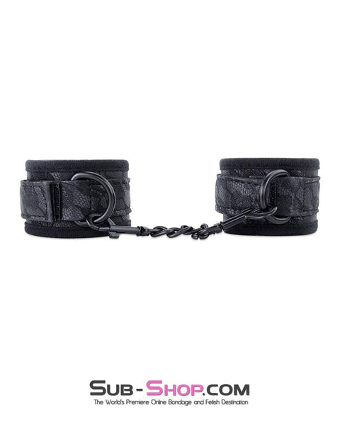 2337MQ      Matte Black Lace Pattern Vegan Leather Wrist Cuffs - LAST CHANCE - Final Closeout! MEGA Deal   , Sub-Shop.com Bondage and Fetish Superstore