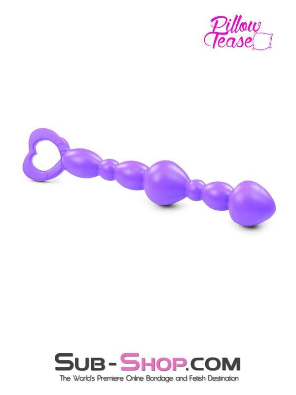 2340M      Purple Silicone Anal Bead String with Heart Pull Ring - LAST CHANCE - Final Closeout! Black Friday Blowout   , Sub-Shop.com Bondage and Fetish Superstore