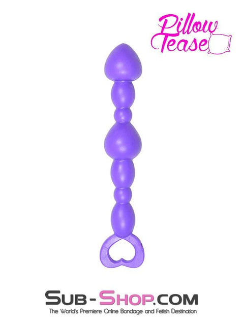 2340M      Purple Silicone Anal Bead String with Heart Pull Ring - LAST CHANCE - Final Closeout! Black Friday Blowout   , Sub-Shop.com Bondage and Fetish Superstore