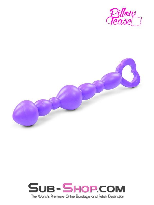 2340M      Purple Silicone Anal Bead String with Heart Pull Ring - LAST CHANCE - Final Closeout! Black Friday Blowout   , Sub-Shop.com Bondage and Fetish Superstore