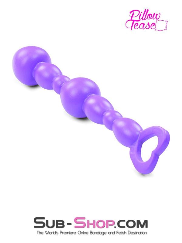 2340M      Purple Silicone Anal Bead String with Heart Pull Ring - LAST CHANCE - Final Closeout! Black Friday Blowout   , Sub-Shop.com Bondage and Fetish Superstore