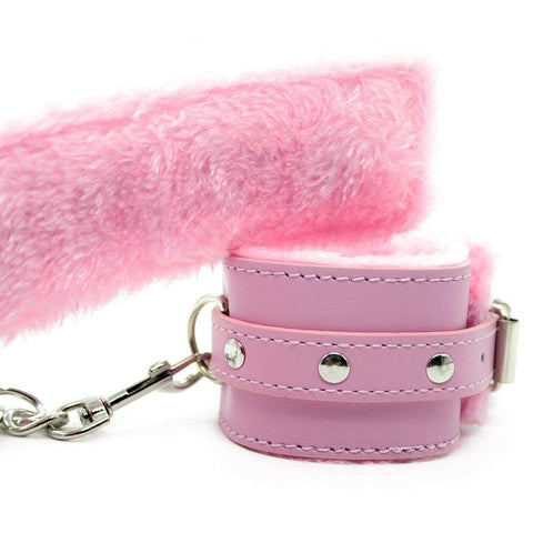 2360MQ-SIS      Sissy Princess Pink Fur Lined Ankle Bondage Cuffs Sissy   , Sub-Shop.com Bondage and Fetish Superstore