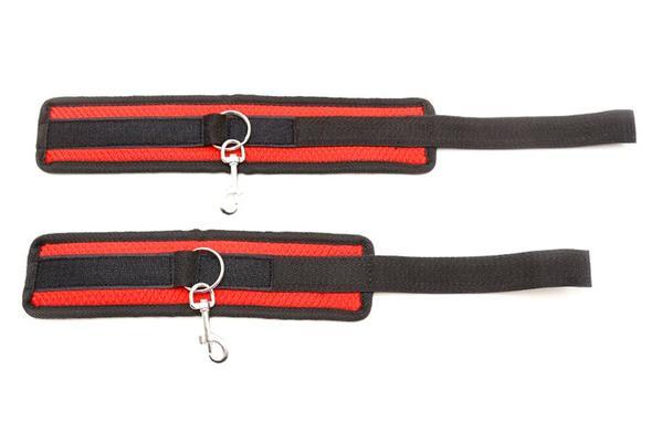 2384M      Lusty Pleasures Wrist and Ankle Cuffs with 4 Tie Down Tether Straps Set Restraints   , Sub-Shop.com Bondage and Fetish Superstore