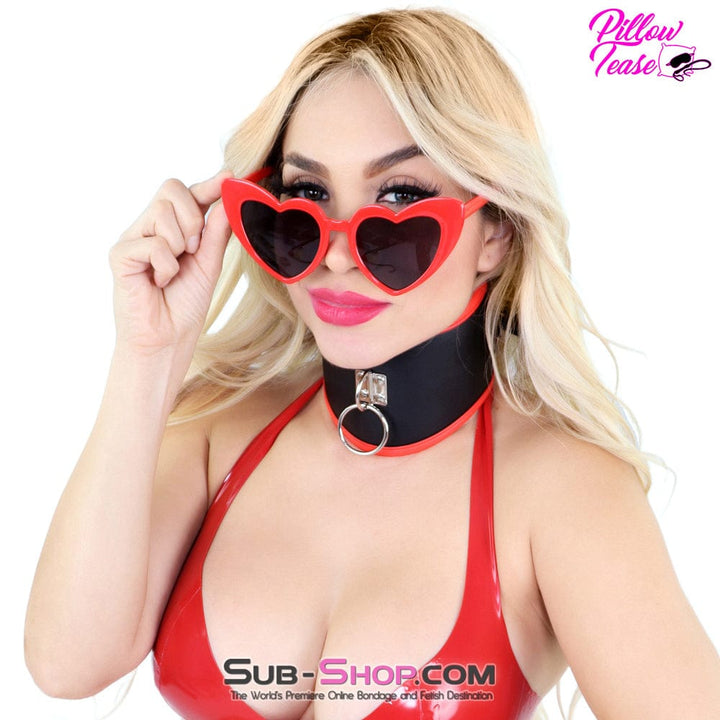 2406DL      Black Slave Training Posture Collar with Red Trim Collar   , Sub-Shop.com Bondage and Fetish Superstore