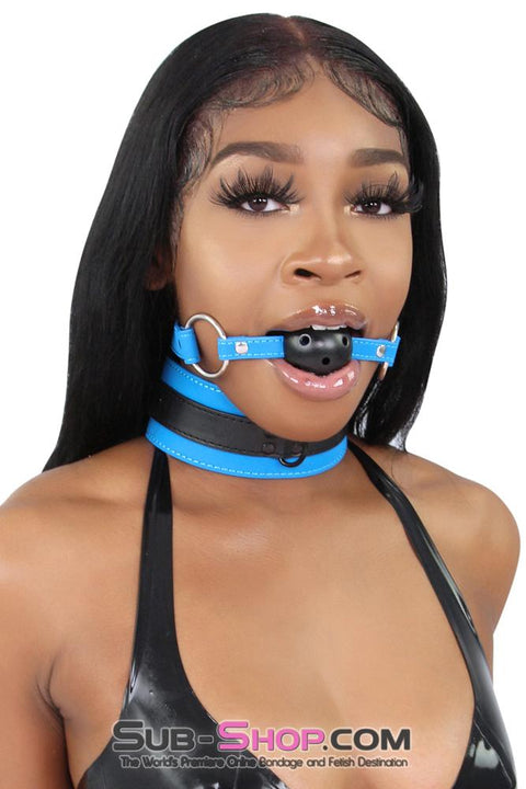 2442MQ      Black Breather Ball Gag with Tantric Blue Strap - LAST CHANCE - Final Closeout! MEGA Deal   , Sub-Shop.com Bondage and Fetish Superstore