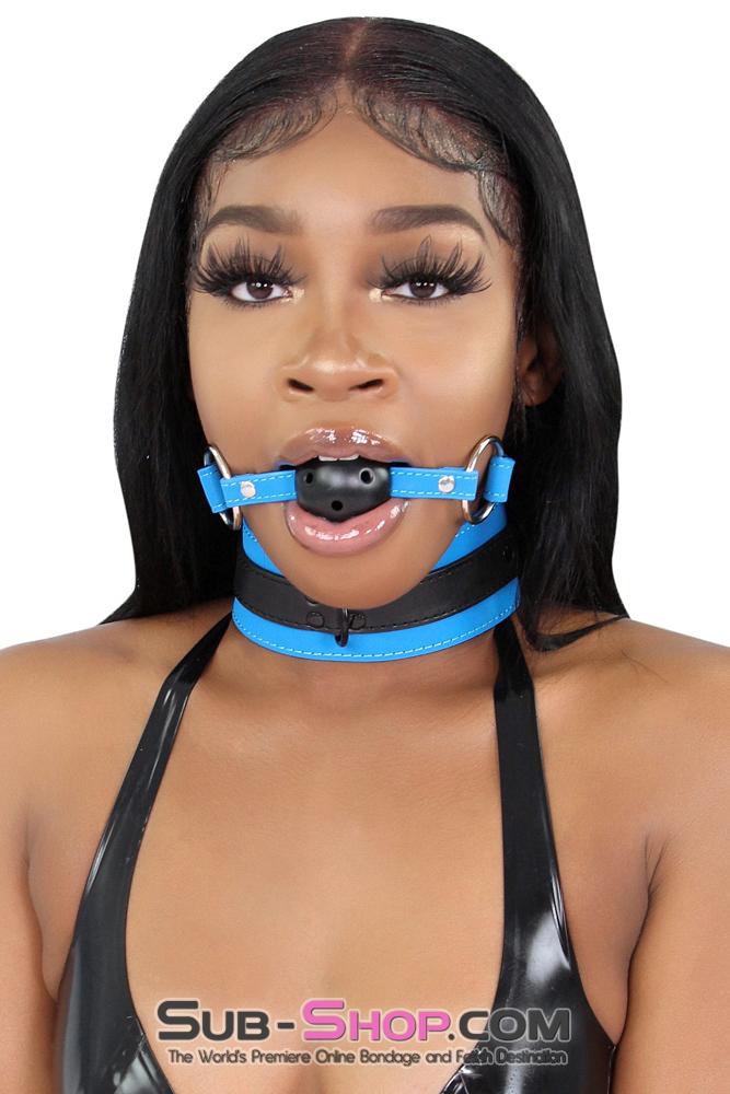 2442MQ      Black Breather Ball Gag with Tantric Blue Strap - LAST CHANCE - Final Closeout! MEGA Deal   , Sub-Shop.com Bondage and Fetish Superstore