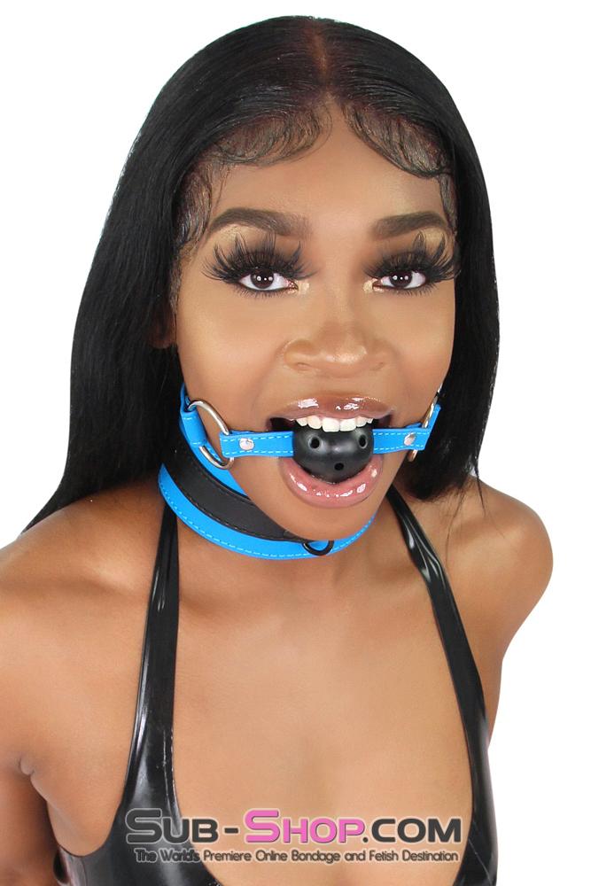 2442MQ      Black Breather Ball Gag with Tantric Blue Strap - LAST CHANCE - Final Closeout! MEGA Deal   , Sub-Shop.com Bondage and Fetish Superstore