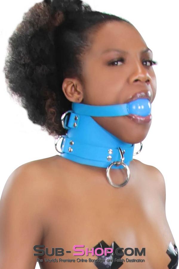2444A      Candy Blue Leather Classic Ball Gag Strap, Royal Blue Ball Ballgag   , Sub-Shop.com Bondage and Fetish Superstore