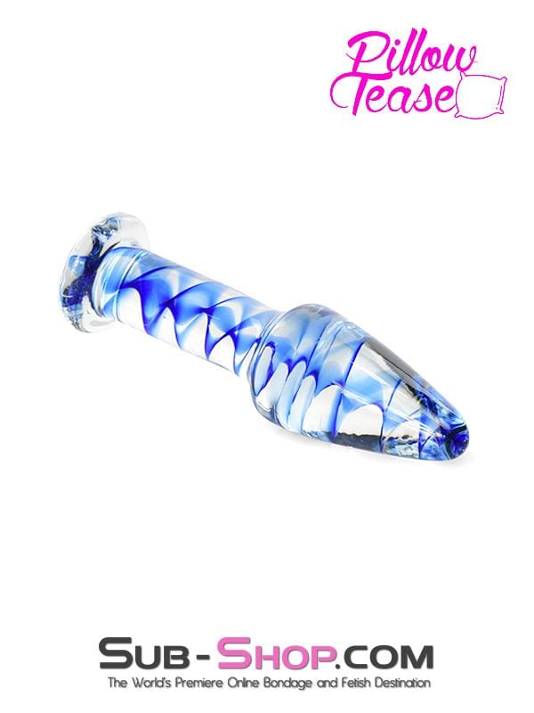 2449M      Blue Streak Classic Glass Anal Plug Butt Plug   , Sub-Shop.com Bondage and Fetish Superstore
