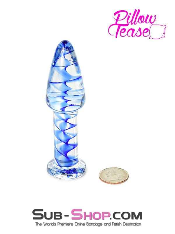 2449M      Blue Streak Classic Glass Anal Plug Butt Plug   , Sub-Shop.com Bondage and Fetish Superstore