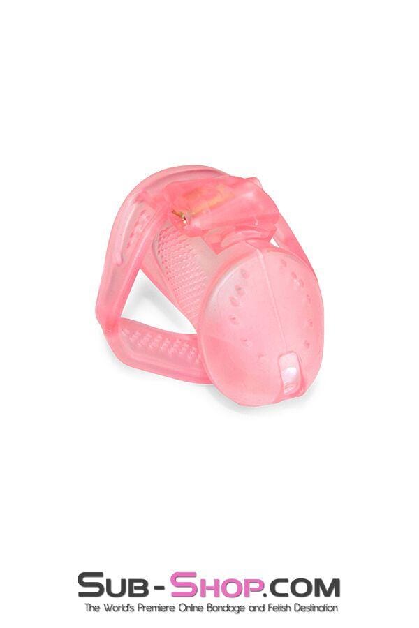 2461RS      Mistress’s Little Sissy Slave Short Pink High Security Pin Tumbler Ventilated Male Chastity Device with Numbered Plastic Locks Chastity   , Sub-Shop.com Bondage and Fetish Superstore