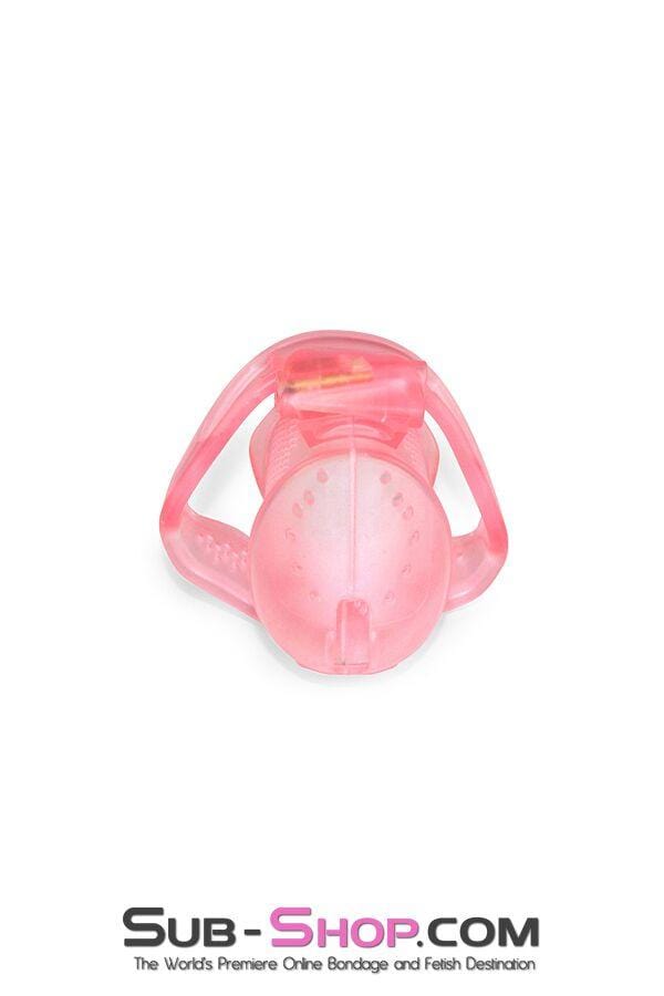 2461RS      Mistress’s Little Sissy Slave Short Pink High Security Pin Tumbler Ventilated Male Chastity Device with Numbered Plastic Locks Chastity   , Sub-Shop.com Bondage and Fetish Superstore