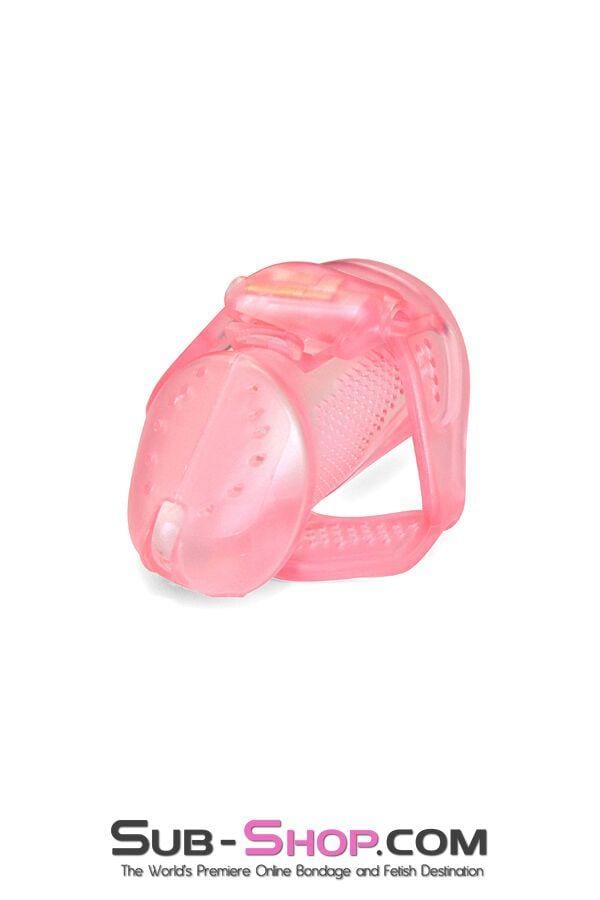 2461RS      Mistress’s Little Sissy Slave Short Pink High Security Pin Tumbler Ventilated Male Chastity Device with Numbered Plastic Locks Chastity   , Sub-Shop.com Bondage and Fetish Superstore