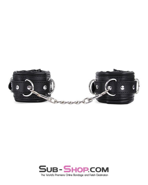 2476MQ      Padded Lined Locking Black Wrist Cuffs - MEGA Deal MEGA Deal   , Sub-Shop.com Bondage and Fetish Superstore