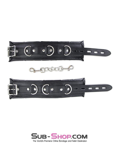 2476MQ      Padded Lined Locking Black Wrist Cuffs - MEGA Deal MEGA Deal   , Sub-Shop.com Bondage and Fetish Superstore