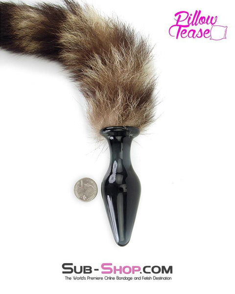 0247E      Black Glass Sexy Fox Tail Butt Plug - LAST CHANCE - Final Closeout! MEGA Deal   , Sub-Shop.com Bondage and Fetish Superstore