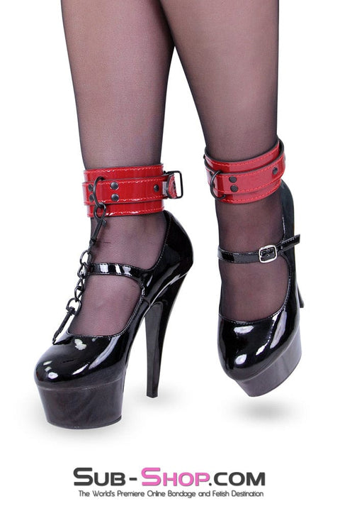 2492MQ      Candy Apple Lustful Red Ankle Cuffs with Matte Black Hardware - LAST CHANCE - Final Closeout! MEGA Deal   , Sub-Shop.com Bondage and Fetish Superstore