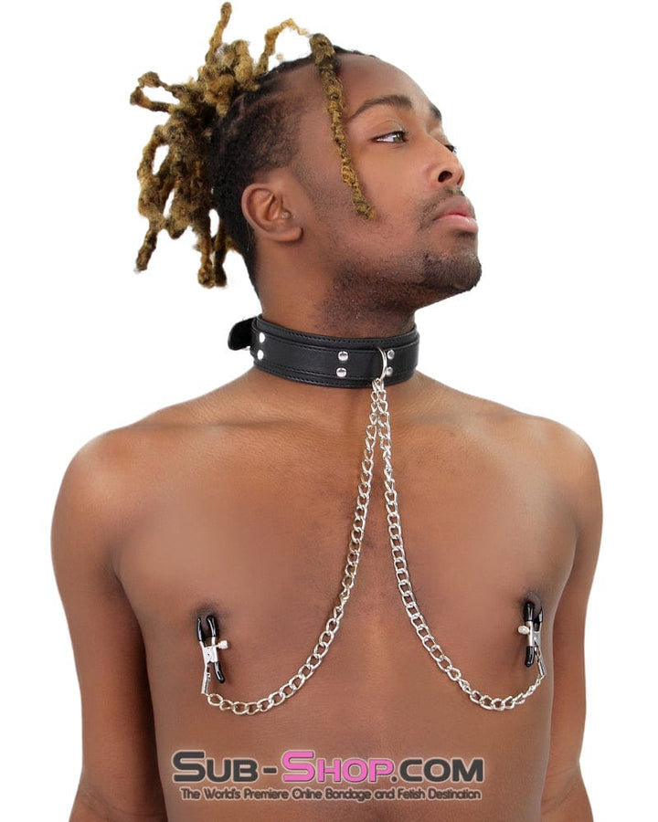 2512M      Bondage Collar with Adjustable Nipple Clamps Collar & Clamps   , Sub-Shop.com Bondage and Fetish Superstore