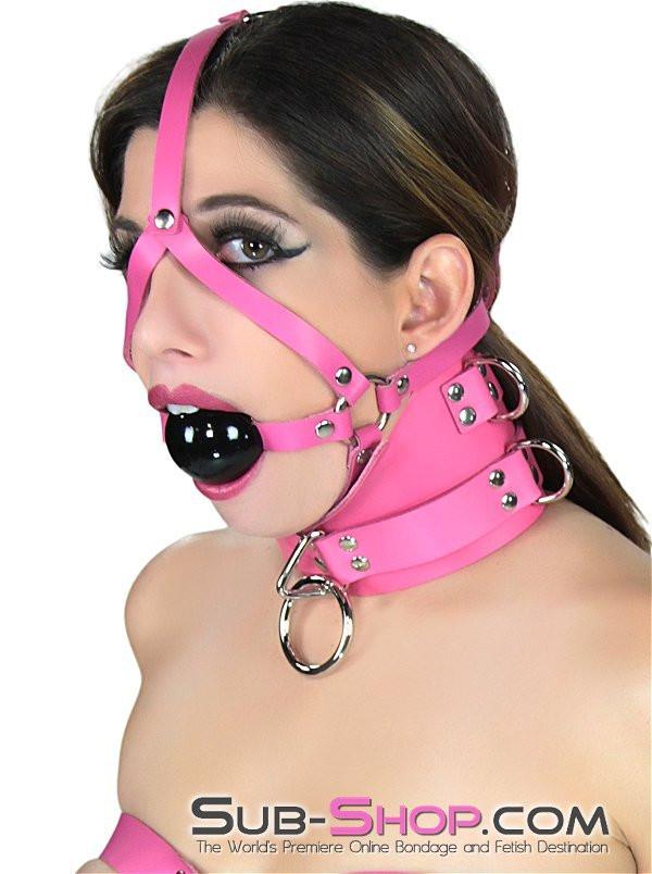 1659A      Controlled Hot Pink Leather Bondage Posture Collar Collar   , Sub-Shop.com Bondage and Fetish Superstore