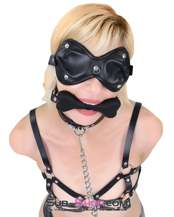 2555M      Lead Me Into Temptation Leather Blindfold with Kitten Post Hardware Blindfold   , Sub-Shop.com Bondage and Fetish Superstore