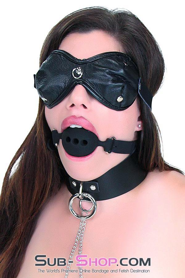2555M      Lead Me Into Temptation Leather Blindfold with Kitten Post Hardware Blindfold   , Sub-Shop.com Bondage and Fetish Superstore