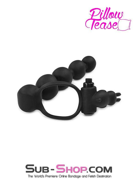 2629M      Double Penetrate-Her Silicone Cock Ring with Attached Anal Beads and Vibrating Clit Stimulator - LAST CHANCE - Final Closeout! Black Friday Blowout   , Sub-Shop.com Bondage and Fetish Superstore