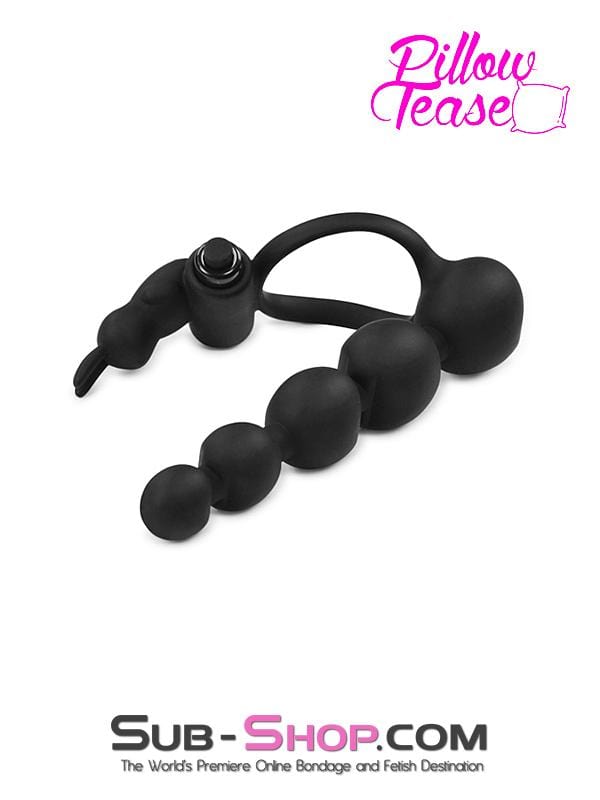 2629M      Double Penetrate-Her Silicone Cock Ring with Attached Anal Beads and Vibrating Clit Stimulator - LAST CHANCE - Final Closeout! Black Friday Blowout   , Sub-Shop.com Bondage and Fetish Superstore